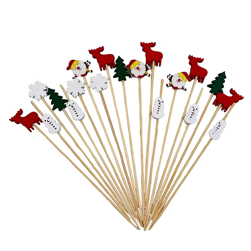 200Pcs Santa Reindeer Bamboo Picks Ideal for Xmas Appetizers Cocktails Table Decor