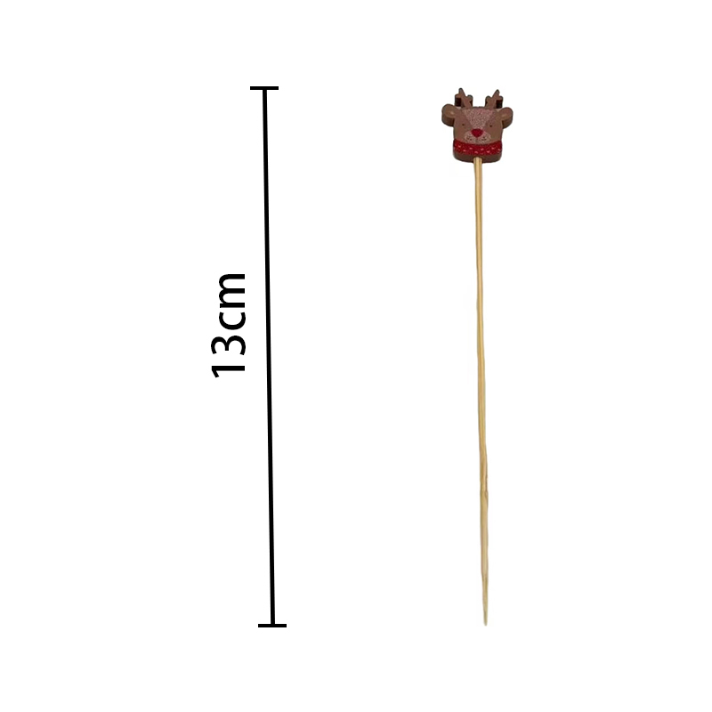 200Pcs Xmas Snowman Bamboo Skewers For Appetizers Dessert Party Decor