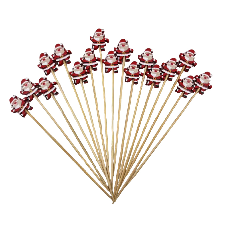 200Pcs Santa Snowflake Appetizer Picks Bamboo Skewers Christmas Catering