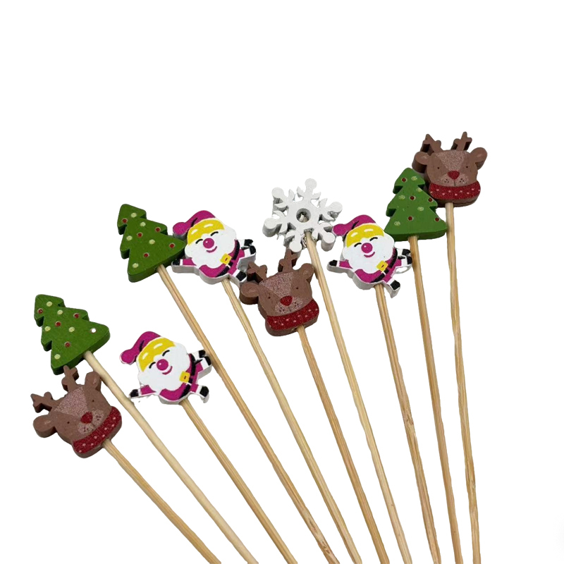 200 Pcs Xmas Tree Cocktail Picks Winter Party Appetizer Bamboo Sticks