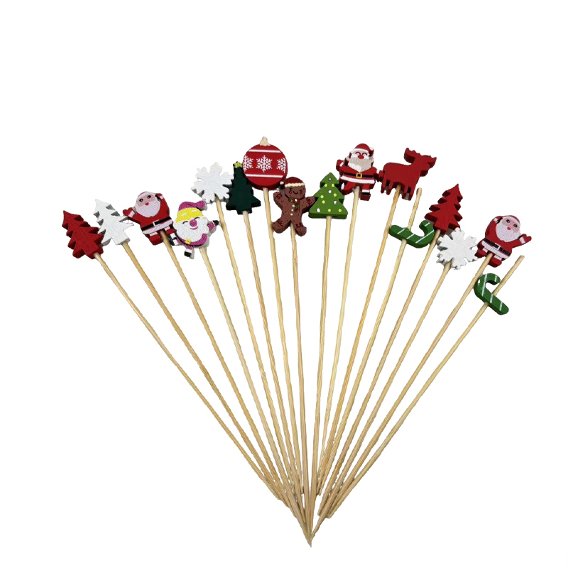 200Count Festive Snowflake Appetizer Picks Bamboo Dessert Sticks Christmas