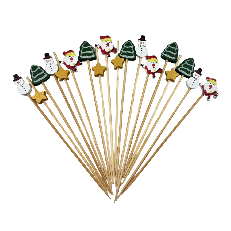 200Pcs Santa Claus Bamboo Skewers For Sandwiches Cocktails Party Supplies