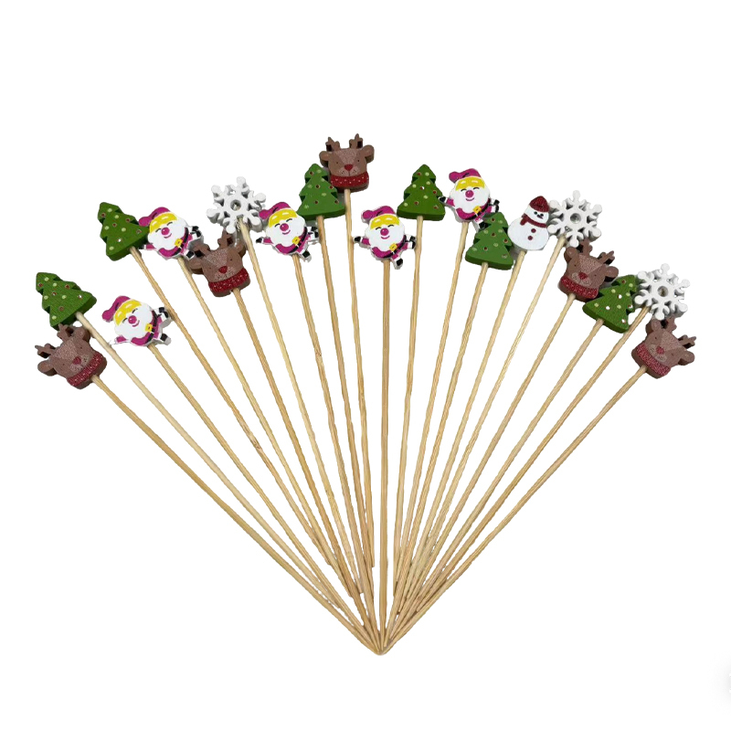 200 Pcs Xmas Tree Cocktail Picks Winter Party Appetizer Bamboo Sticks