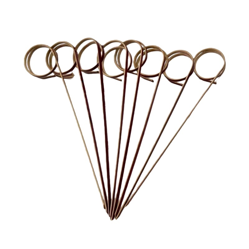 200pcs Red Bamboo Cocktail Picks with Ring Knot Nature Color  Cocktail Party Barbeque Club Sandwiches