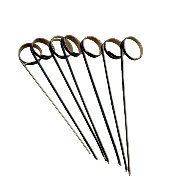 200pcs Black Bamboo Cocktail Picks with Ring Knot Nature Color  Cocktail Party Barbeque Club Sandwiches