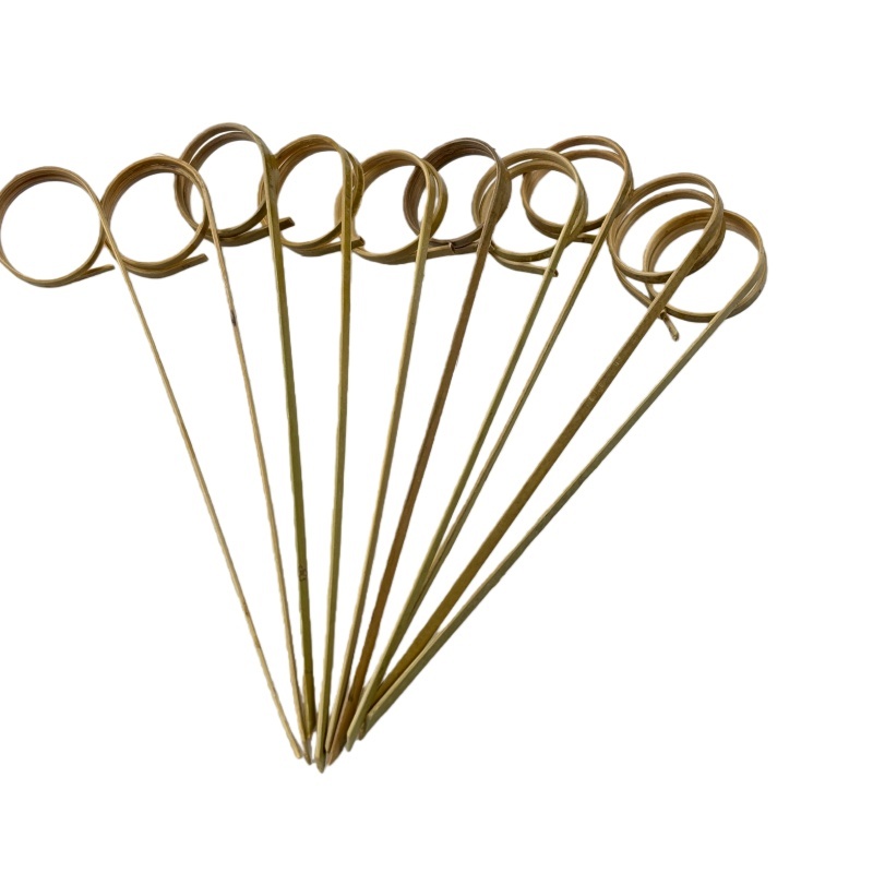 200pcs Cyan Bamboo Cocktail Picks with Ring Knot Nature Color  Cocktail Party Barbeque Club Sandwiches