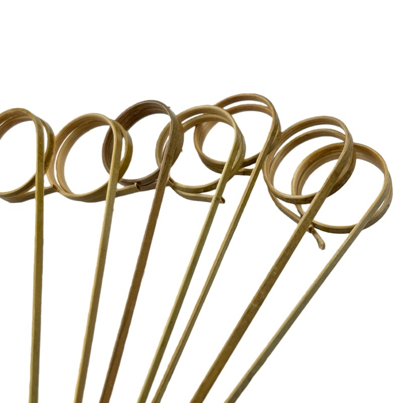 200pcs Cyan Bamboo Cocktail Picks with Ring Knot Nature Color  Cocktail Party Barbeque Club Sandwiches