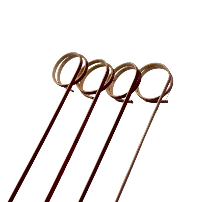 200pcs Red Bamboo Cocktail Picks with Ring Knot Nature Color  Cocktail Party Barbeque Club Sandwiches