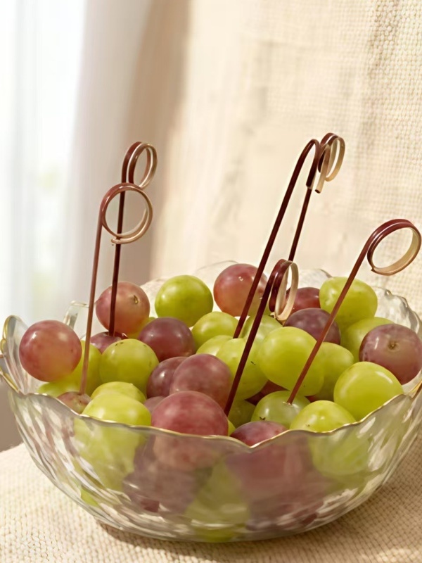 200pcs Red Bamboo Cocktail Picks with Ring Knot Nature Color  Cocktail Party Barbeque Club Sandwiches