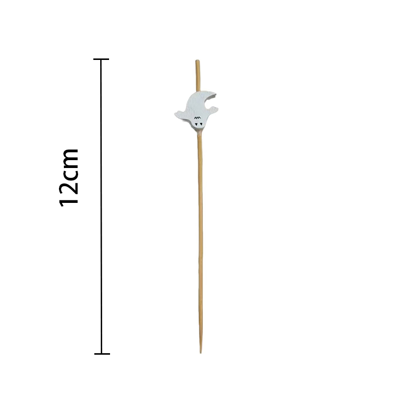 100Pcs Halloween Open-Hand White Ghost Bamboo Picks - Food-Safe for Spooky Parties & Fruit Platters