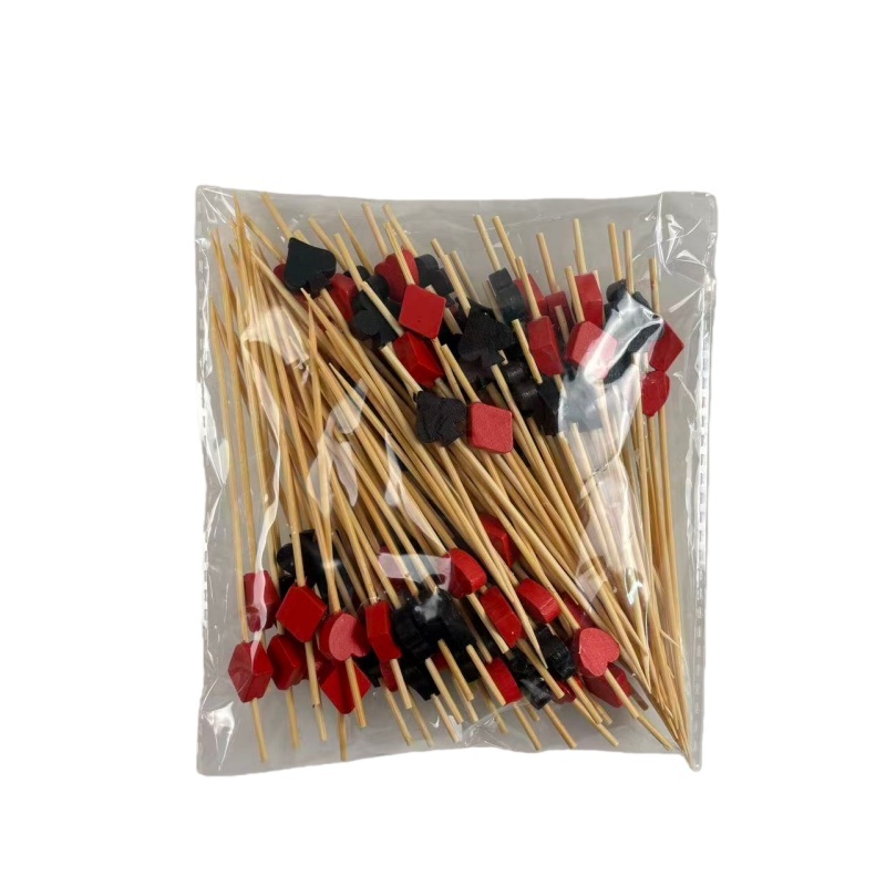 100Pcs Poker Pattern Bamboo Picks - Food-Safe for Game Nights, Casino Theme Parties & Fun Snack Platters