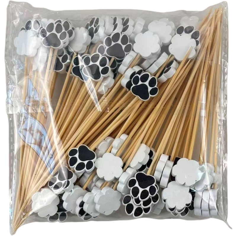100Pcs Fun Dog Paw Bamboo Picks - Safe for Fresh Fruits, Cupcakes & Animal-Lover Celebration