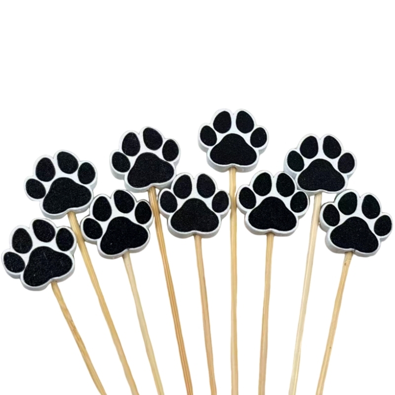 100Pcs Fun Dog Paw Bamboo Picks - Safe for Fresh Fruits, Cupcakes & Animal-Lover Celebration