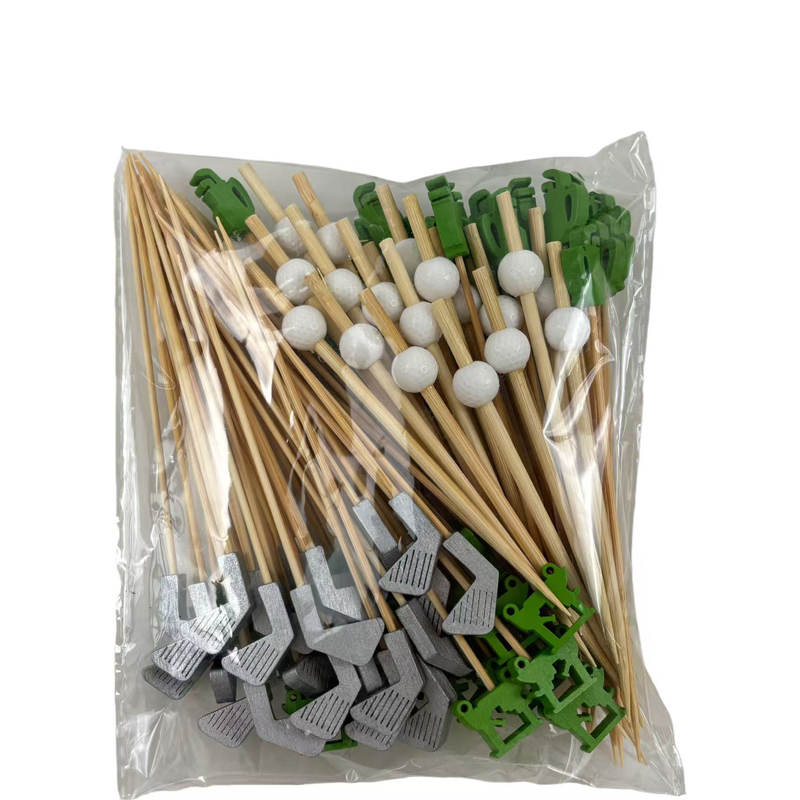 100Pcs Golf Series Bamboo Picks - Food-Safe for Golf Theme Parties, Sports Events & Men’s Gatherings