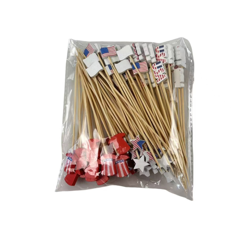 100Pcs Vivid American Flag Bamboo Picks - Eco - Friendly for Memorial Day, Parades & Family Patriotic Gatherings