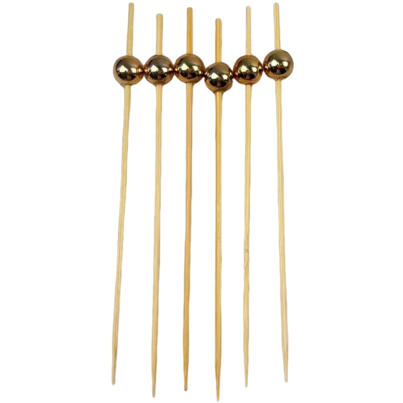 100Pcs Sparkling Rose Gold Plated Bamboo Picks - Eco-Friendly for Boutique Cafes & Premium Festive Decor