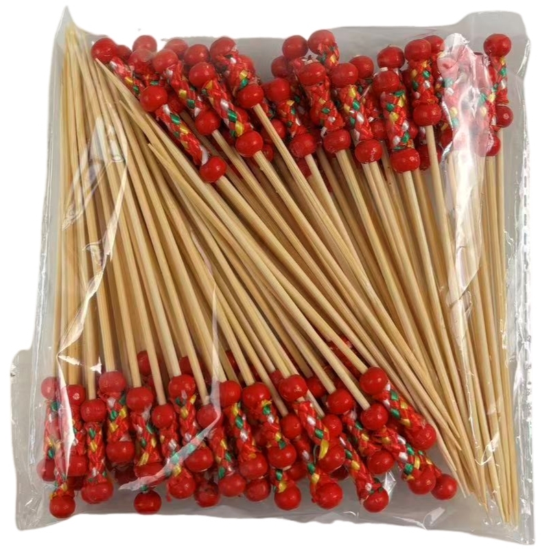 Premium Red Double Bead Bamboo Skewers  Chinese Style for Catering Parties Home Use