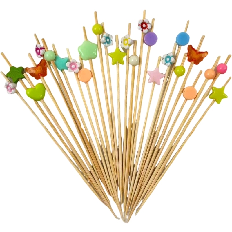 Colorful Mixed Bamboo Skewers  Premium Natural Bamboo Sturdy  Durable Colorful Shapes Perfect for Catering Parties Home Gatherings  Festivals