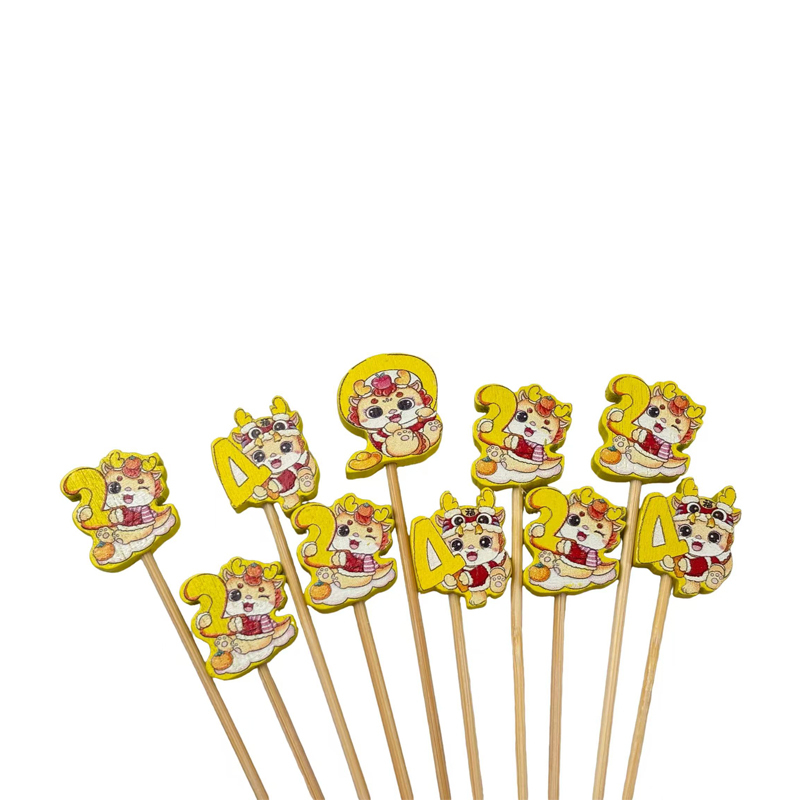 Yellow Dragon with Numbers Bamboo Skewers Premium Bamboo Sturdy  Durable  Easy to Grip Perfect for Catering Parties