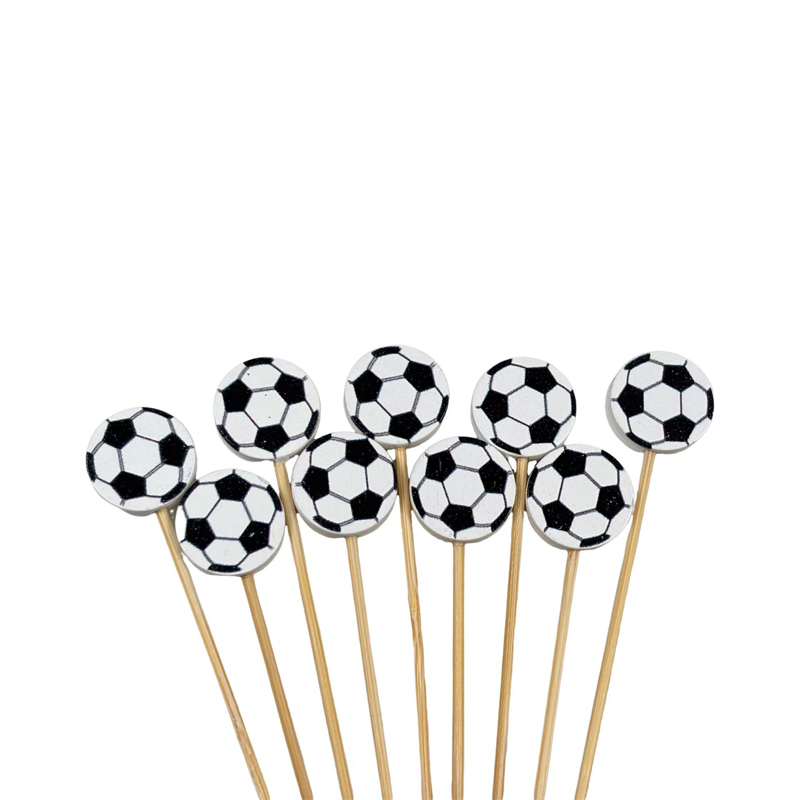 Dynamic Soccer-Shaped Bamboo Picks (100Pcs) - Durable for Tournament Watch Parties, Party Favors & DecorDynamic Soccer Ball Design: Ignite Sports Passion