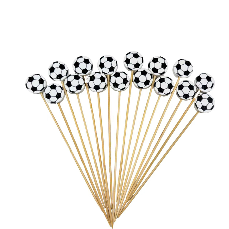 Dynamic Soccer-Shaped Bamboo Picks (100Pcs) - Durable for Tournament Watch Parties, Party Favors & DecorDynamic Soccer Ball Design: Ignite Sports Passion