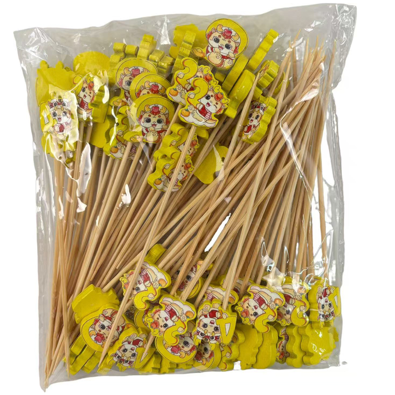 Yellow Dragon with Numbers Bamboo Skewers Premium Bamboo Sturdy  Durable  Easy to Grip Perfect for Catering Parties