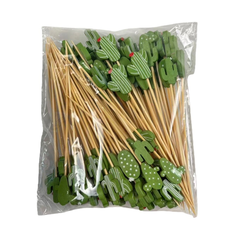 Bohemian Cactus Bamboo Picks (100Pcs) - Durable for Outdoor Parties, Party Favors & Tropical Decor