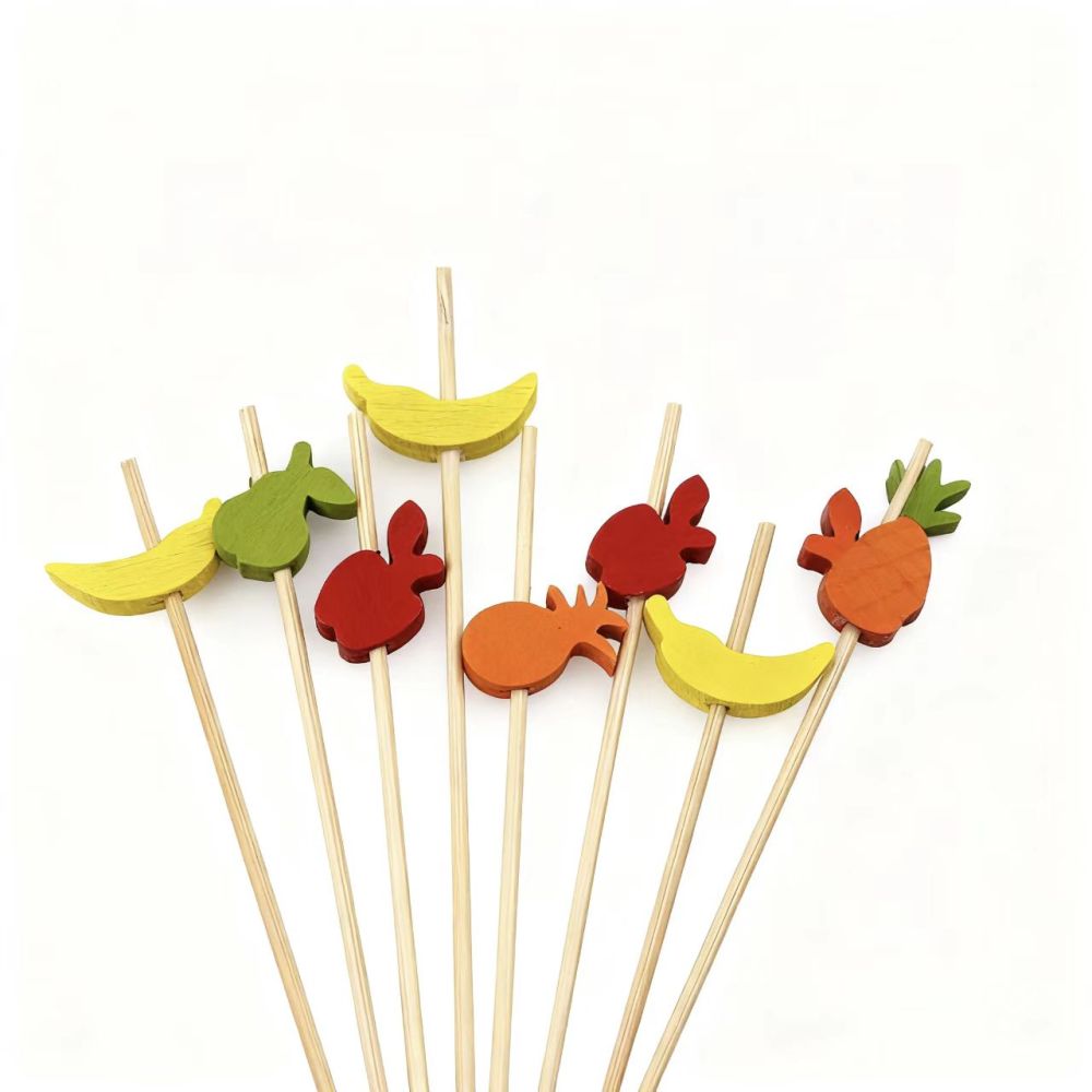 100Pcs Mixed Fruit Shaped Bamboo Picks - Food-Safe for Parties, Picnics & Fruit/Dessert Platters