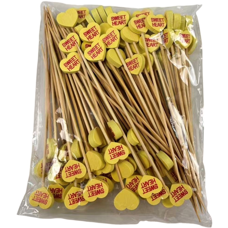 Yellow Heart Bamboo Skewers  Premium Natural Bamboo Sturdy  Durable Yellow Heart Shape Perfect for Catering Parties Home Gatherings  Festivals