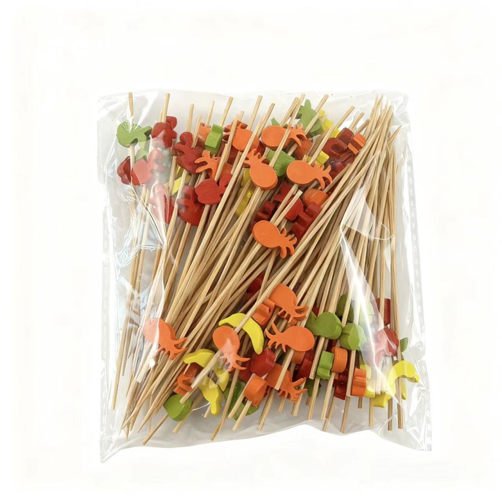 100Pcs Mixed Fruit Shaped Bamboo Picks - Food-Safe for Parties, Picnics & Fruit/Dessert Platters