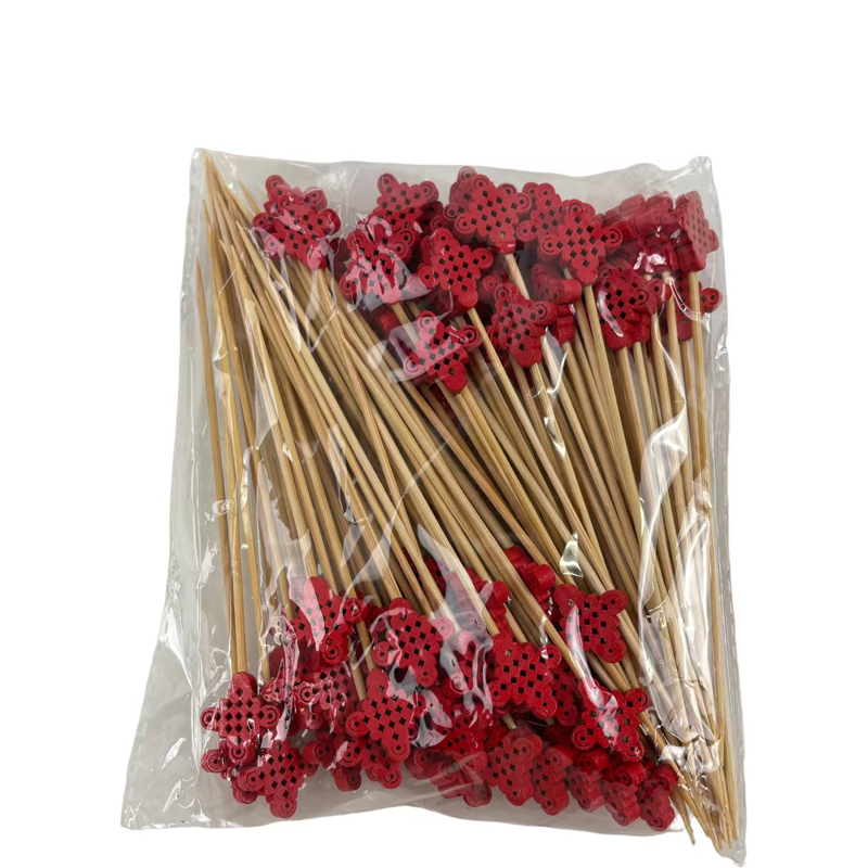 Red Chinese Knot Bamboo Skewers  Premium Natural Bamboo Sturdy  Unbreakable  Red Chinese Knot Design Perfect for Chinese Banquets New Year Celebrations  Traditional Festivals