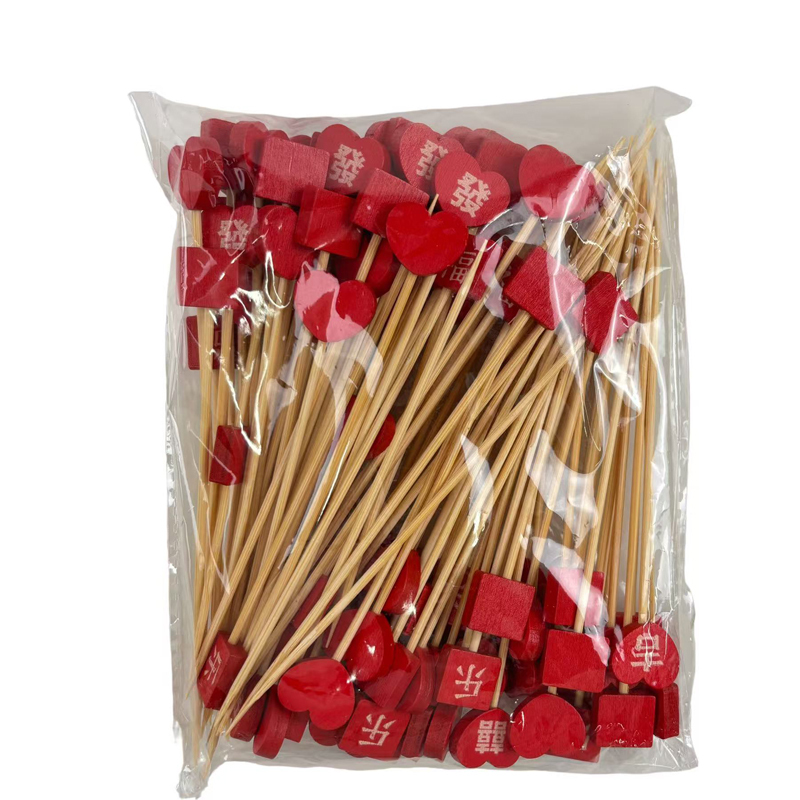 Red Fortune Series Bamboo Skewers Premium Natural Bamboo Perfect for Chinese Banquets  New Year Celebrations  Weddings