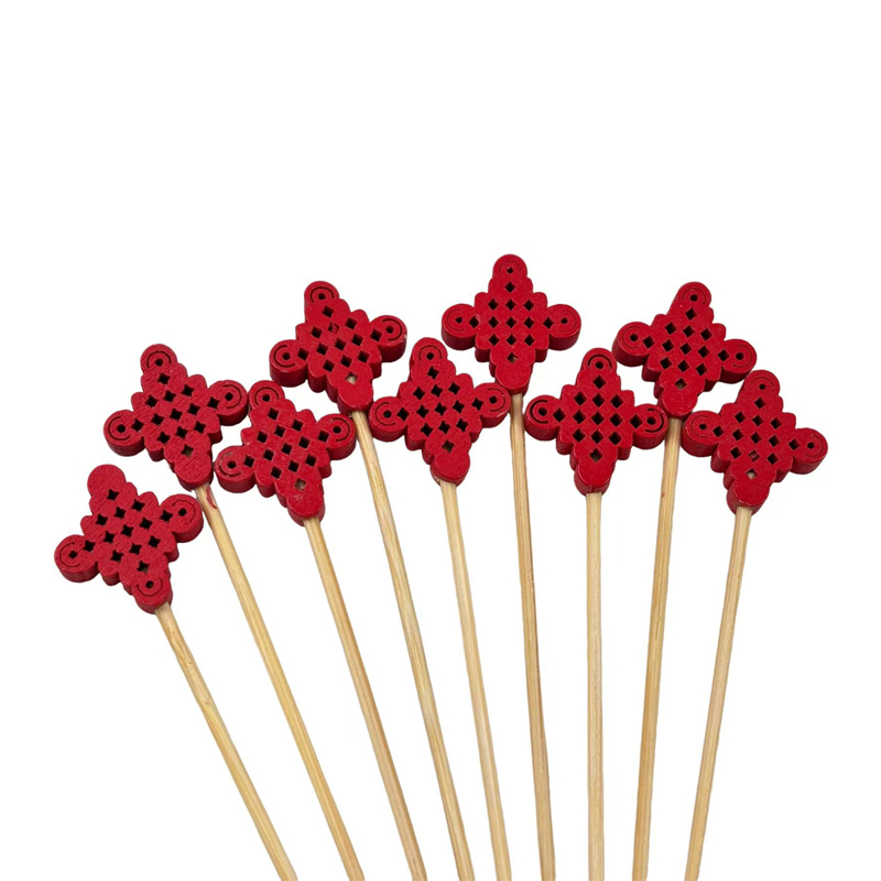 Red Chinese Knot Bamboo Skewers  Premium Natural Bamboo Sturdy  Unbreakable  Red Chinese Knot Design Perfect for Chinese Banquets New Year Celebrations  Traditional Festivals