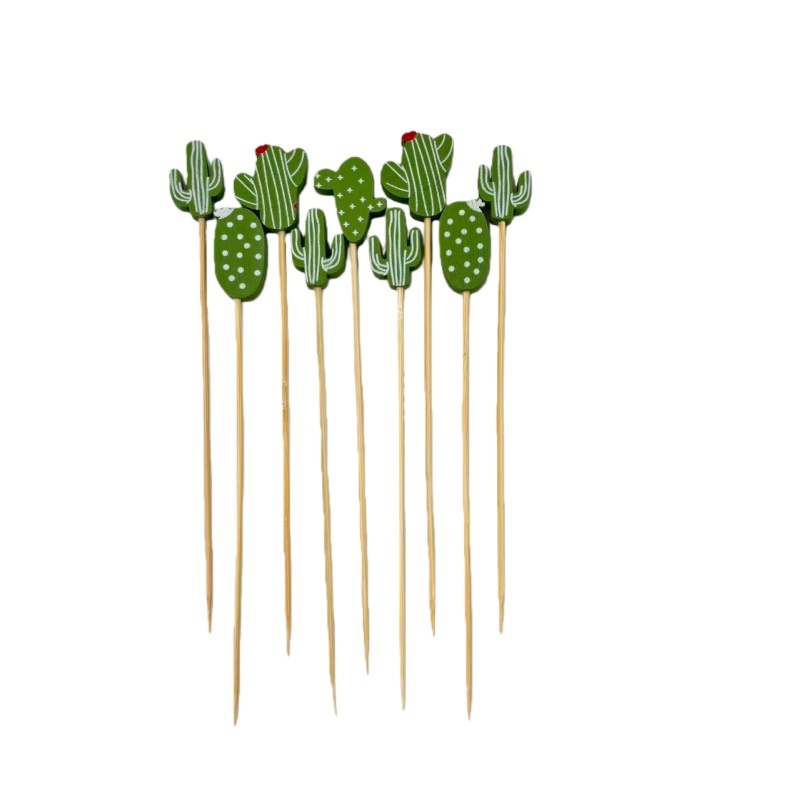 Bohemian Cactus Bamboo Picks (100Pcs) - Durable for Outdoor Parties, Party Favors & Tropical Decor