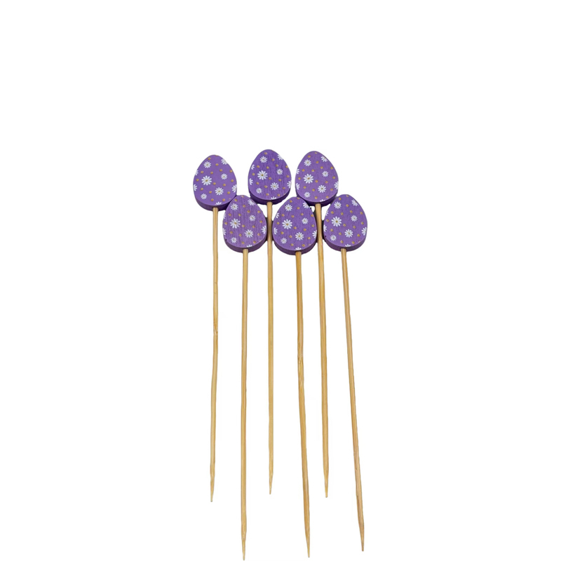 Purple Easter Egg Bamboo Skewers  Premium Natural Bamboo Sturdy  Unbreakable Purple Easter Egg Design Perfect for Easter Parties Home Gatherings  Dessert Decoration