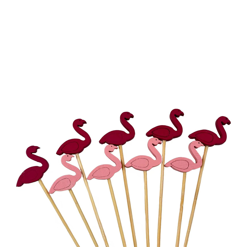 Red  Pink Flamingo Bamboo Skewers  Premium Natural Bamboo Sturdy  Unbreakable Red Pink Flamingo Design Perfect for Tropical Parties