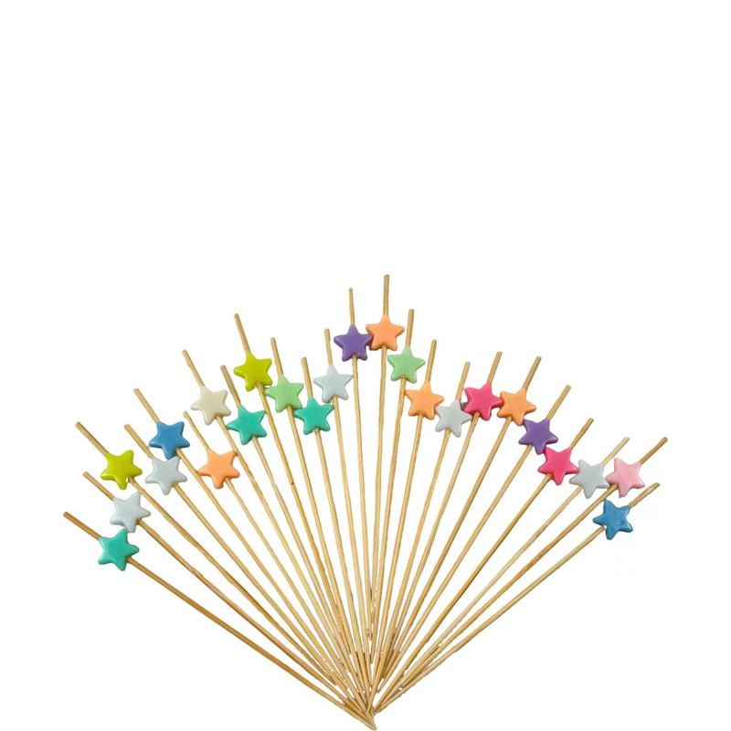 100Pcs Acrylic Colorful Star Bamboo Picks - Food-Safe for Birthdays, Festivals & Dessert Platters
