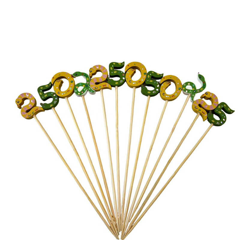 Yellow Green Number Snake Bamboo Skewers Premium Natural Bamboo Sturdy  Durable Yellow Green Number Snake Design Perfect for Catering Parties Home Gatherings  Festivals