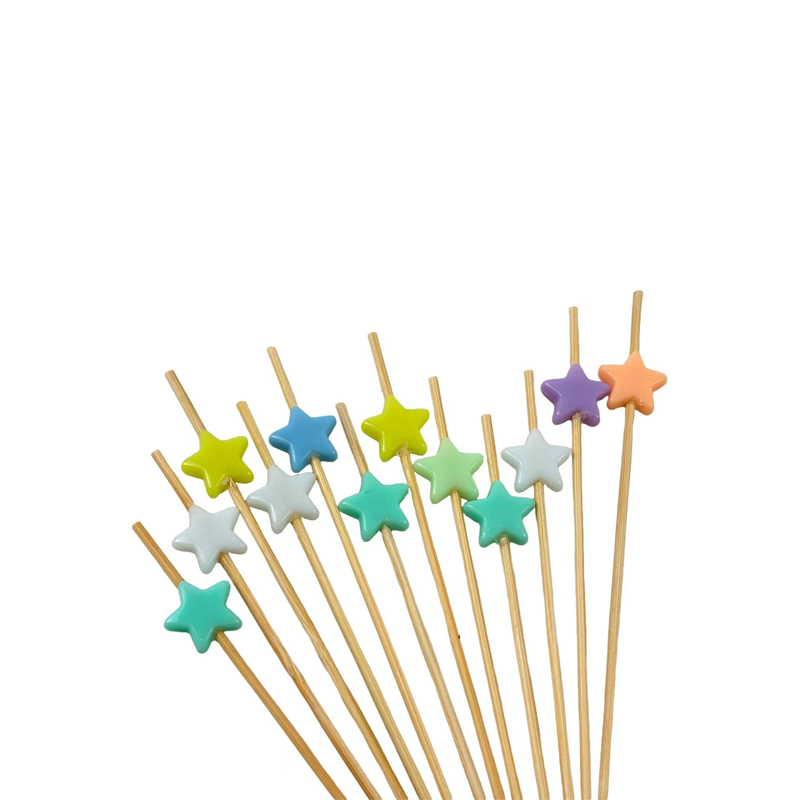 100Pcs Acrylic Colorful Star Bamboo Picks - Food-Safe for Birthdays, Festivals & Dessert Platters