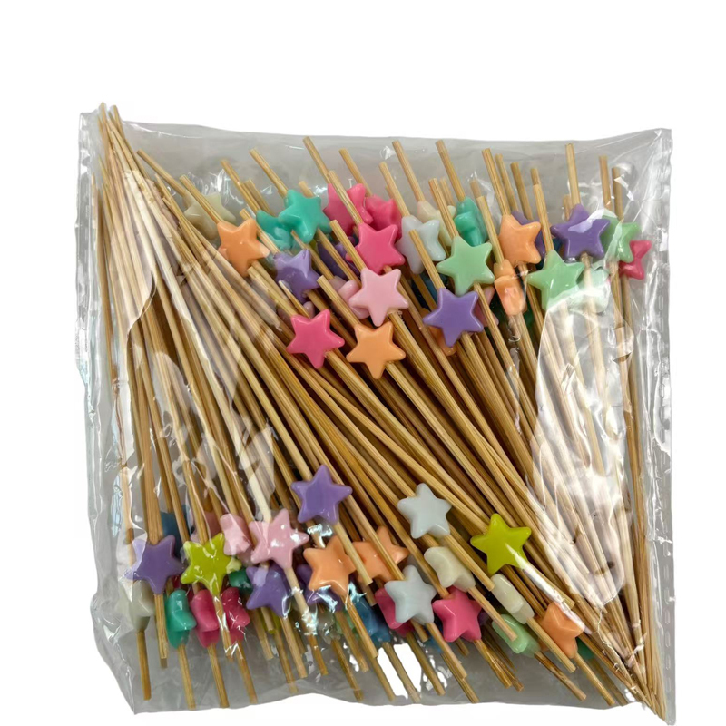 100Pcs Acrylic Colorful Star Bamboo Picks - Food-Safe for Birthdays, Festivals & Dessert Platters