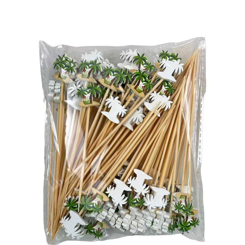 Cute Coconut Tree Bamboo Picks (100Pcs) - Fun for Pool Parties, Luaus & Café Displays