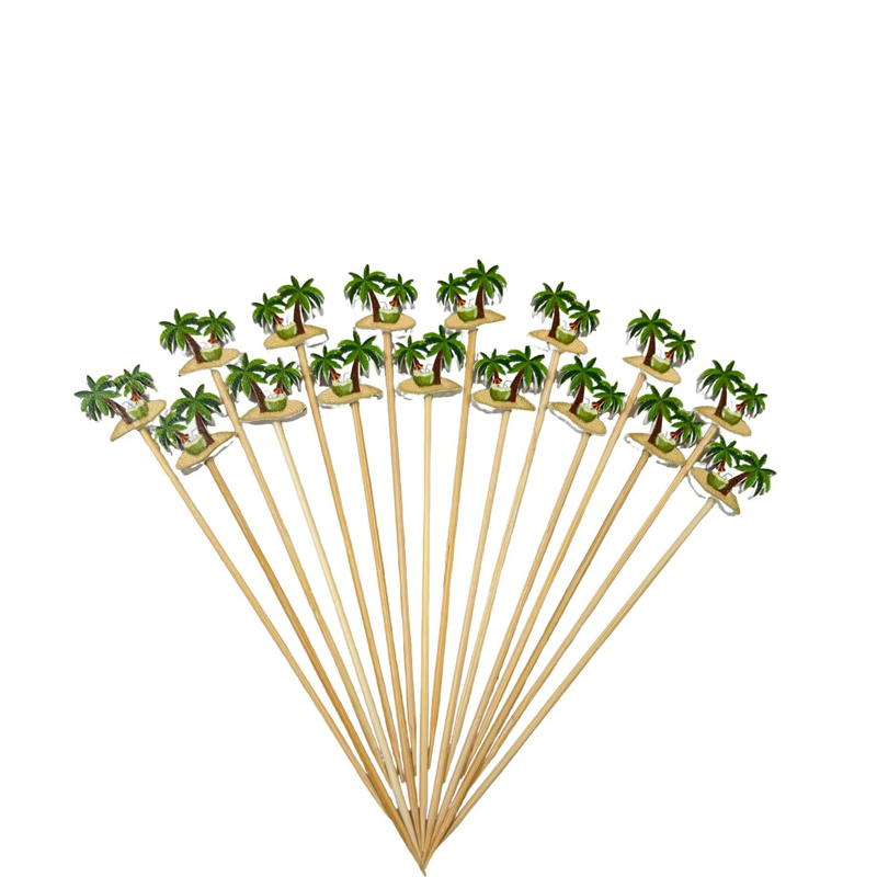 Cute Coconut Tree Bamboo Picks (100Pcs) - Fun for Pool Parties, Luaus & Café Displays
