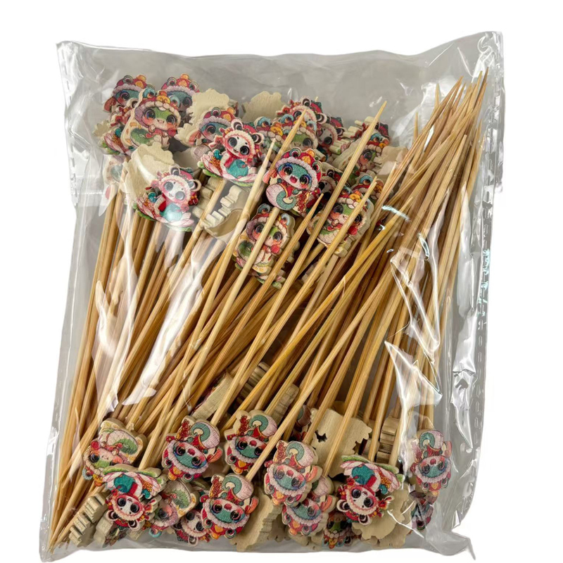 100Pcs Wooden Snake Bamboo Picks - Food-Safe for Jungle Parties, Safari Themes & Snack Platters