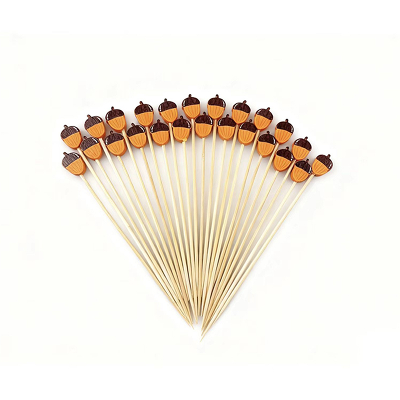 100Pcs Rustic Pinecone Bamboo Picks - Eco-Friendly for Forest Themed Events & Fall Decor