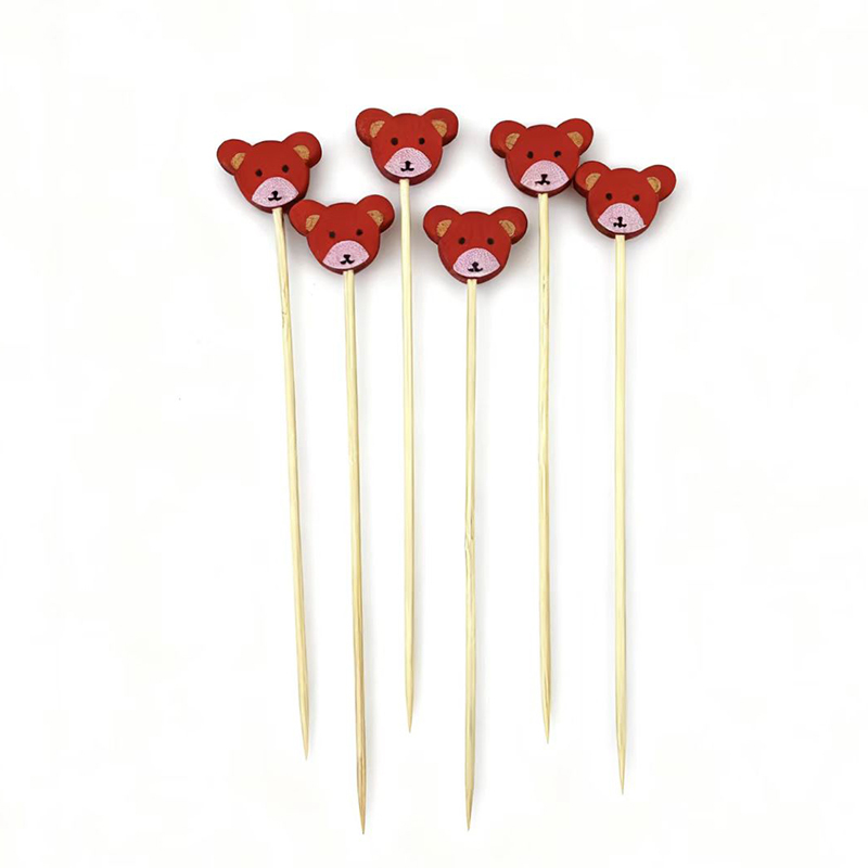 Bear Bamboo Skewers Premium Natural Bamboo Sturdy  Cute Bear Shape Perfect for Catering Parties Kids' Birthdays  Home Gatherings