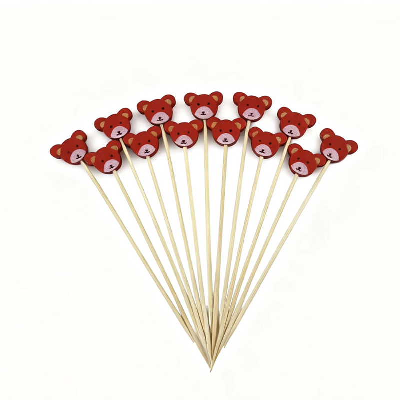 Bear Bamboo Skewers Premium Natural Bamboo Sturdy  Cute Bear Shape Perfect for Catering Parties Kids' Birthdays  Home Gatherings
