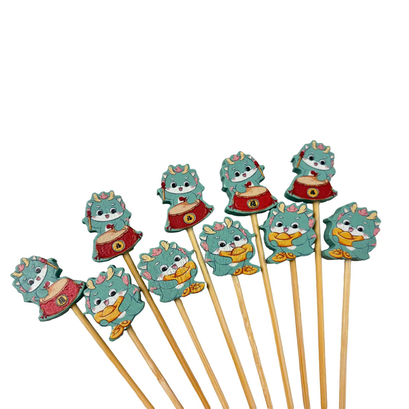 Green Auspicious Dragon Bamboo Skewers  Premium Bamboo Lucky Dragon Design Perfect for Year of the Dragon Chinese Weddings  Festival Decor