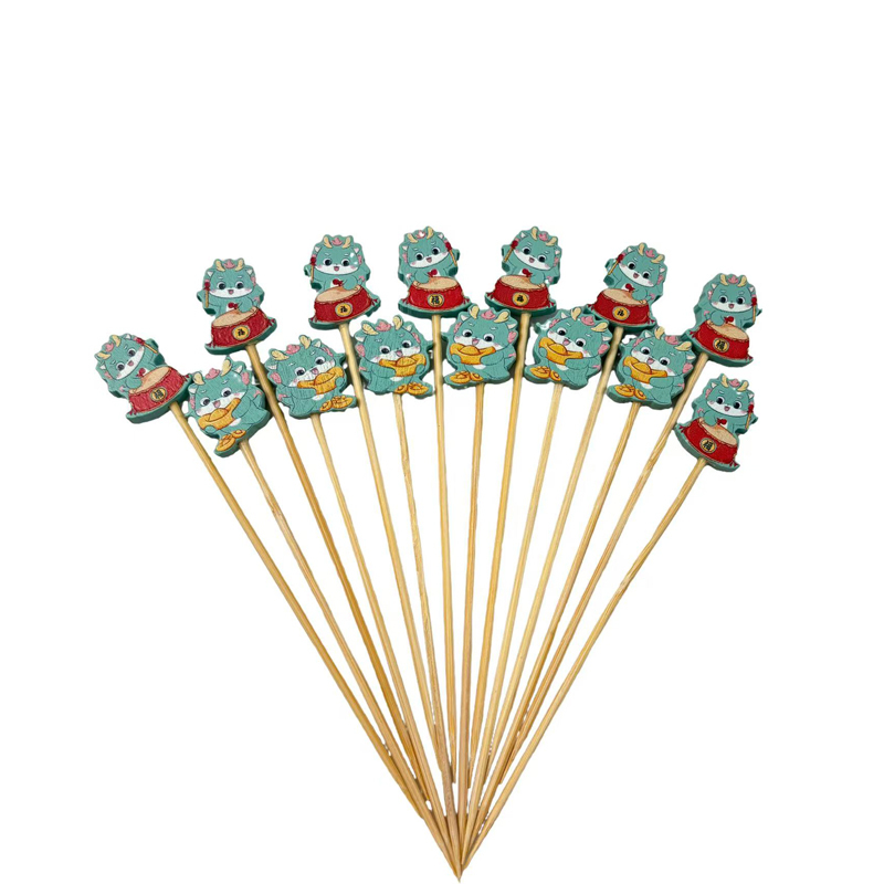 Green Auspicious Dragon Bamboo Skewers  Premium Bamboo Lucky Dragon Design Perfect for Year of the Dragon Chinese Weddings  Festival Decor