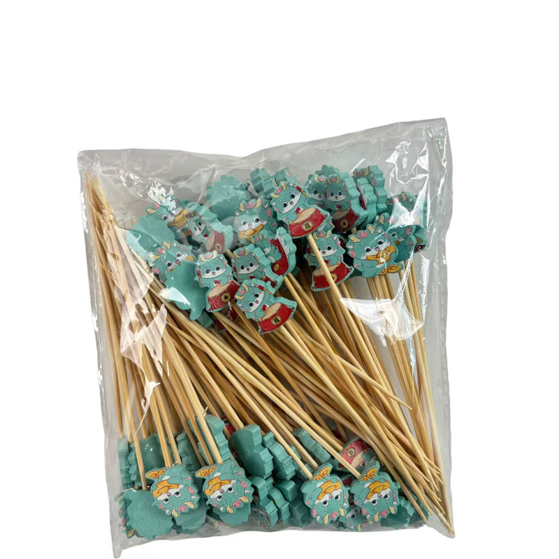 Green Auspicious Dragon Bamboo Skewers  Premium Bamboo Lucky Dragon Design Perfect for Year of the Dragon Chinese Weddings  Festival Decor