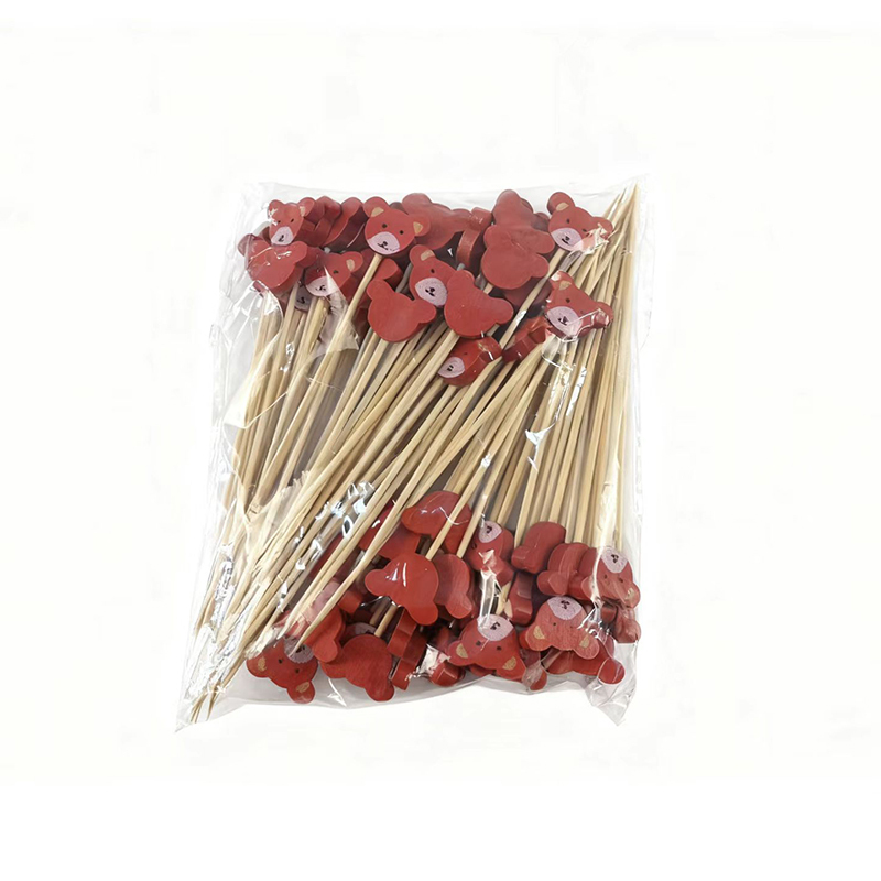 Bear Bamboo Skewers Premium Natural Bamboo Sturdy  Cute Bear Shape Perfect for Catering Parties Kids' Birthdays  Home Gatherings